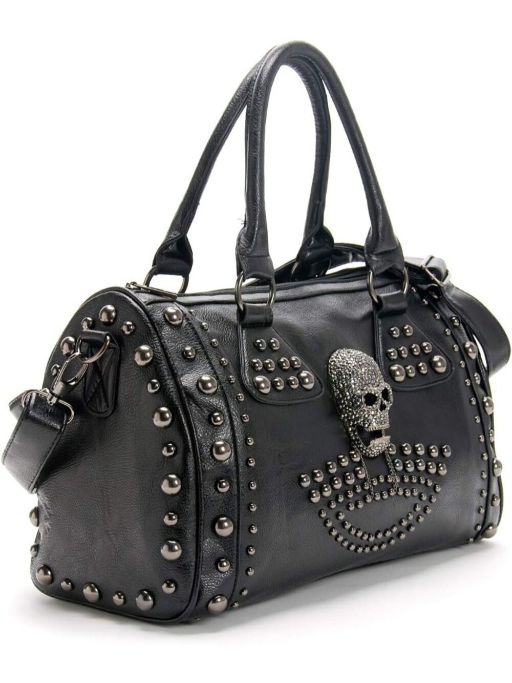 🎃Women's Black Skull Handbag Large Capacity Gothic Shoulder Bag Studded Handbag